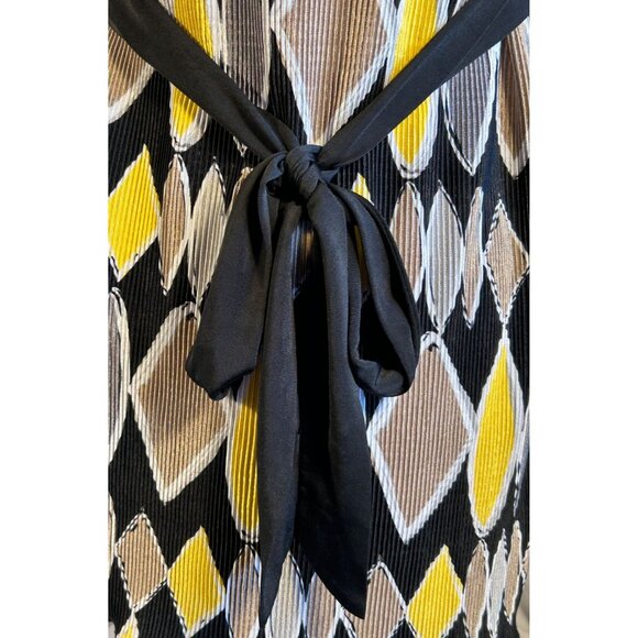 Nick & Sarah Womens Diamond Print Tunic Top With Tie Back Short Sleeves - Picture 7 of 7